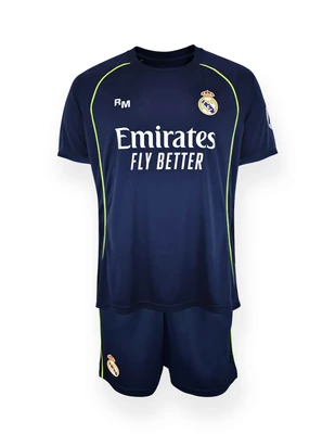 Real Madrid 2025-26 prémium gyerek kék mez szerelés, replika - Mbappé - 10