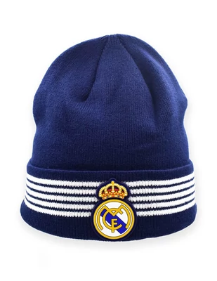 Real Madrid fehér, csíkos, téli kisgyermek sapkája