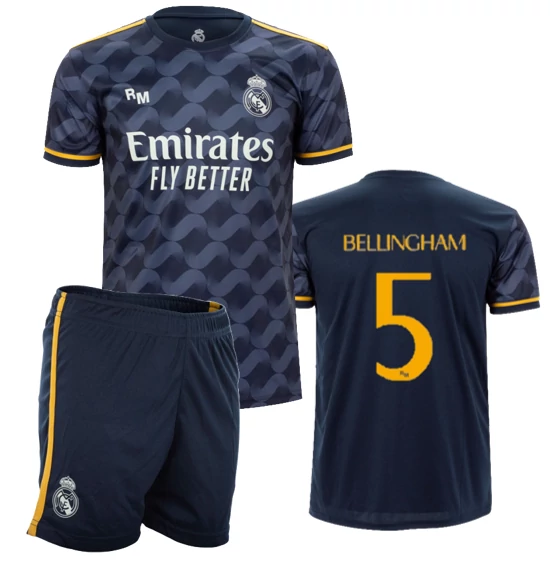 Real Madrid 23-24 prémium gyerek második számú szurkolói mez szerelés, replika - Bellingham - 8 éves