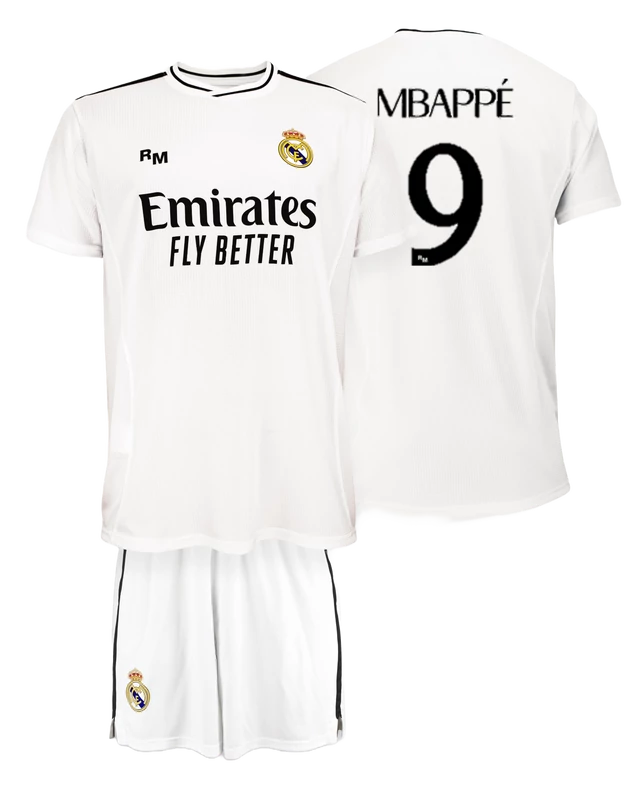 Real Madrid 2024-25 prémium gyerek szurkolói mez szerelés, replika - Mbappé - 9 - 6 éves