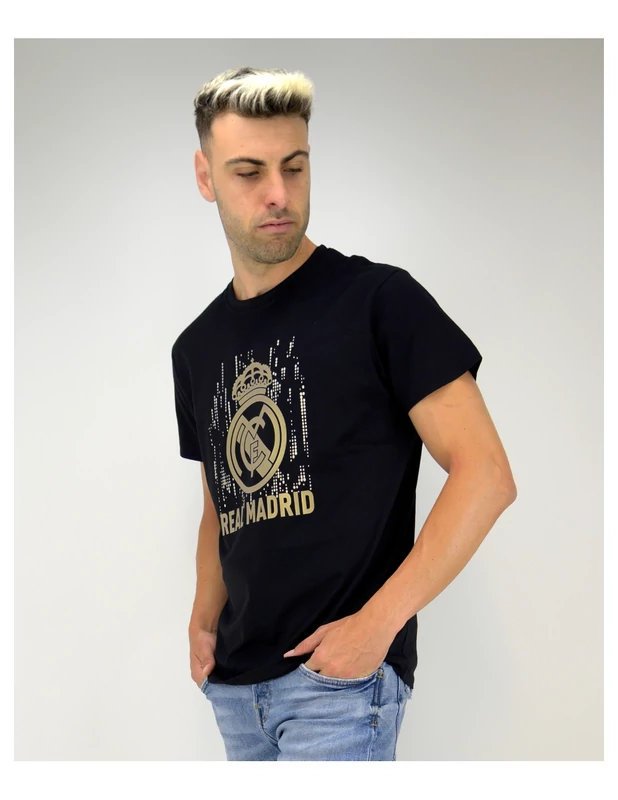 A Real Madrid címeres pólója - fekete-arany - XL