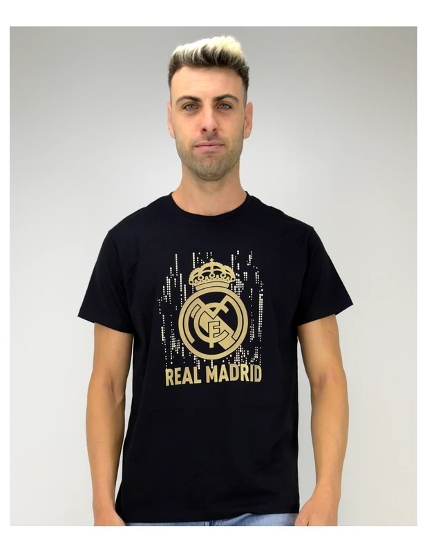 A Real Madrid címeres pólója - fekete-arany - XL