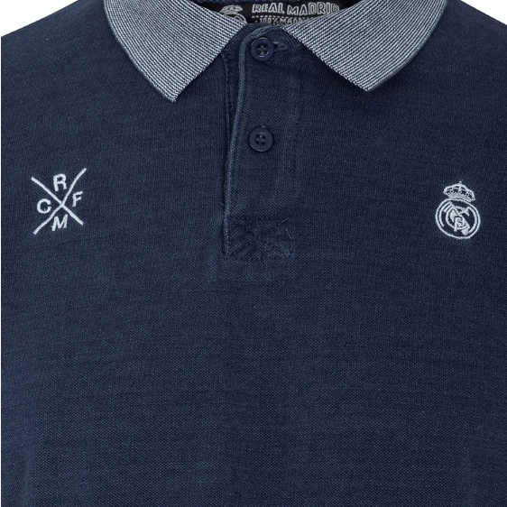 Prémium Real Madrid galléros póló, kék - S