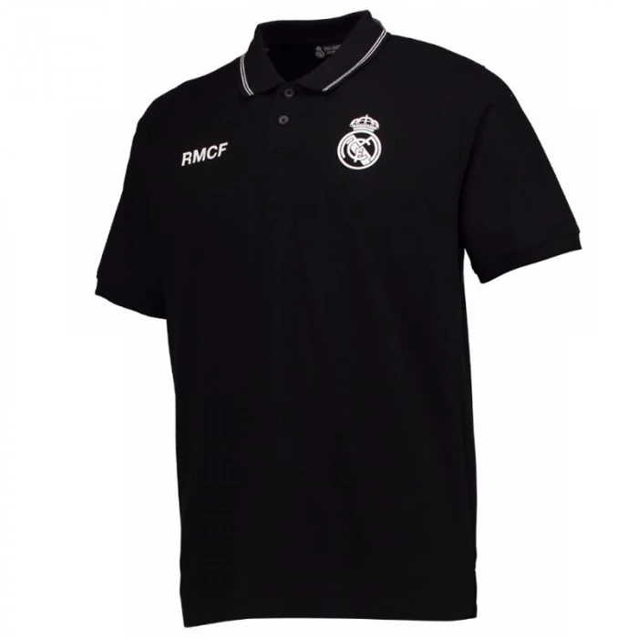 Madridisták fekete galléros pólója - XL