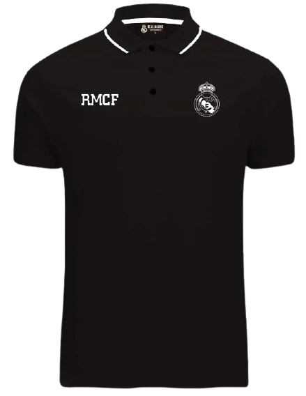 Madridisták fekete galléros pólója - XL