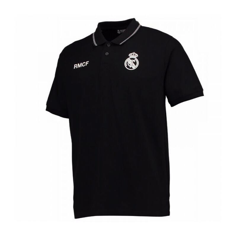 Madridisták fekete galléros pólója - XL